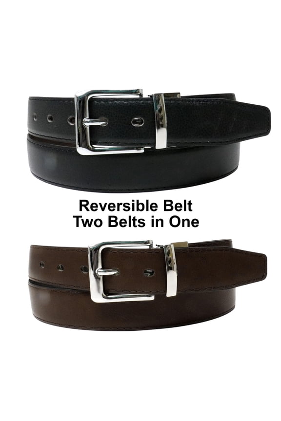 Black Brown Reversible Leather belt - Two Belts in One