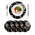 thumbnail image 1 of Black Brown Round 15 Inch Placemats Set of 4, White Circle Modern Minimalist Geometric HeatResistant Non Slip Place Mats for Dining Table, Wipeable Braided Kitchen Table Mats for Housewarming, 1 of 9