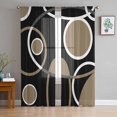 thumbnail image 1 of Black Brown Semi Sheer Curtains 72 Inch Length 2 Panels Set, White Circle Modern Minimalist Geometric Sheer Kitchen Curtain Privacy Voile Window Curtain for Living Room Bedroom Rod Pocket Drapes, 1 of 7