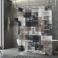 thumbnail image 1 of Black and Brown Shower Curtain, Plaid Abstract Art with Brushstrokes Image Print Bathroom Curtain for Men Bathtub Decor Waterproof Fabric Machine Washable with 12 Hooks, 1 of 6