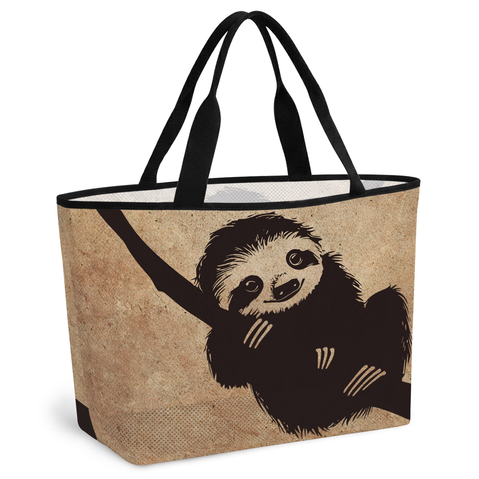 Black Brown Sloth Beach Bag for Women, Large Breathable Mesh Beach Tote ...