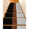 thumbnail image 1 of Black Brown Stair Treads for Wooden Steps Indoor Runner Rug Carpet, Contemporary Striped Boho Art 7 Pieces Peel and Stick Staircase Step Treads Covers Washable Throw Door Mats, 30"x8", 1 of 5