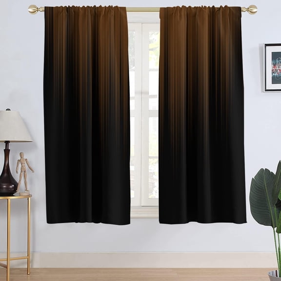 Black and Brown Window Curtain Ombre Mens Gothic Goth Abstract Gradient Tan Cool Living Room Bedroom Drapes Treatment Fabric 1 Pair Home Decor, 42" W x 63" L, Modern