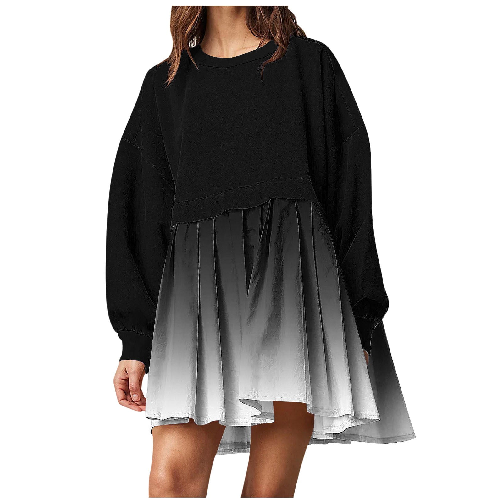 Black Brunch for Women Summer Fall Cuff Long Sleeve Boat Neck Spandex ...