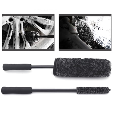 Black Brush Car Wheel Wash Tire Soft Bristle Tyre Rim Detail Cleaning Tool Set