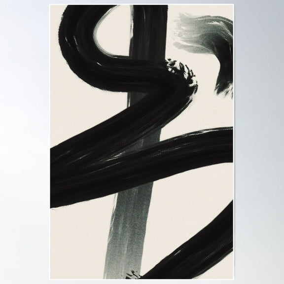 Black Brush Stroke Art Poster Wall Art, Modern Wall Decor For Living Room Bedroom, 8x12 UNFRAMED