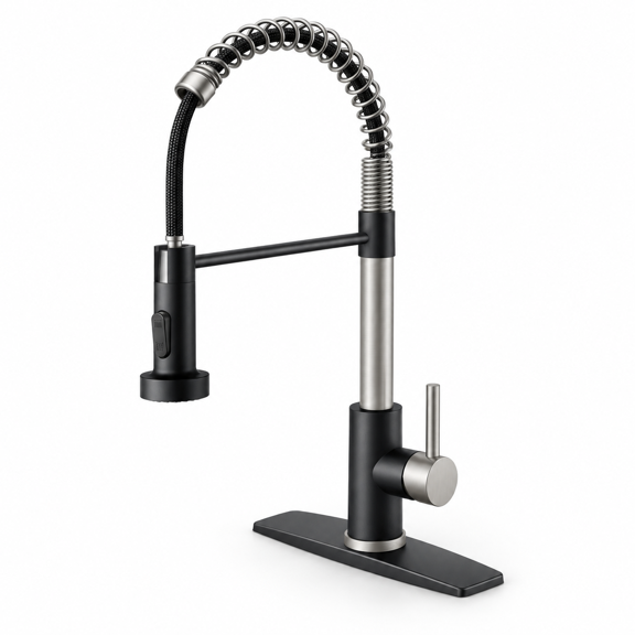 Black&Brushed Classic High Arc Pull Down Sprayer Kitchen Faucet