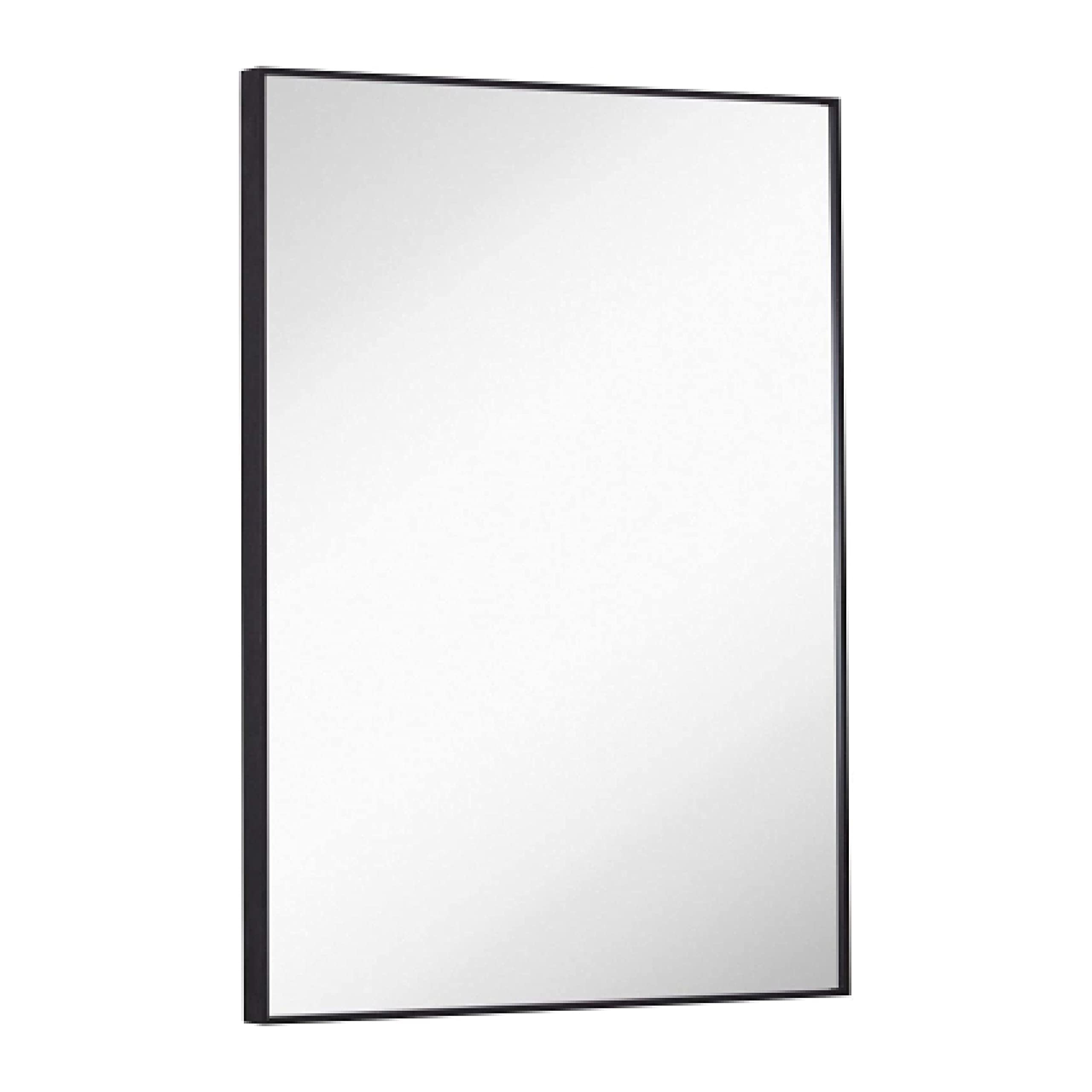 Black Brushed Metal Vanity Mirror Simple Edge Mirrors For Wall Bathroom ...