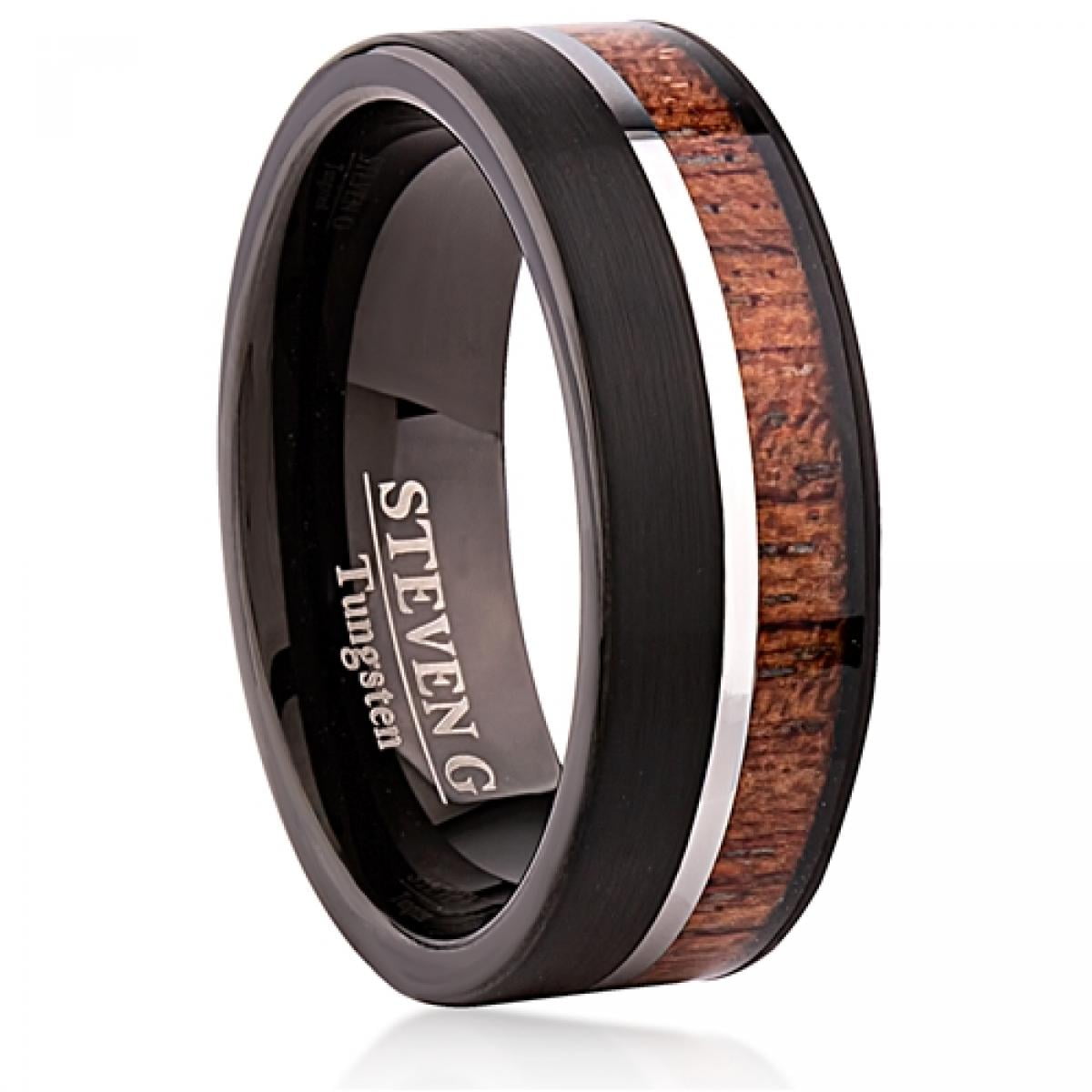 Black Brushed Plated With Silver Center And Groove With Padauk Wood ...