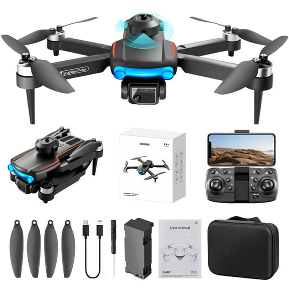 Black Brushless Motor Drone With 1080P Camera, Wifi Fpv, 360° Obstacle Avoidance, Led Lights, Altitude Hold And Headless Mode For Kids And Adults, 10.6X9.44X2.95In 0.71Lb