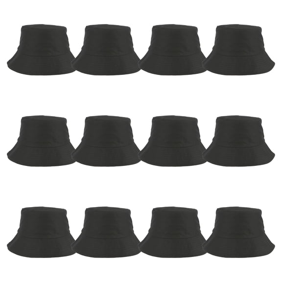 Black Bucket Hat by Make Market – Cotton-Poly Blend Blank for DIY Customization with Fabric Paints - Markers & Embellishments - One Size Fits Most Adults - 12 Pack