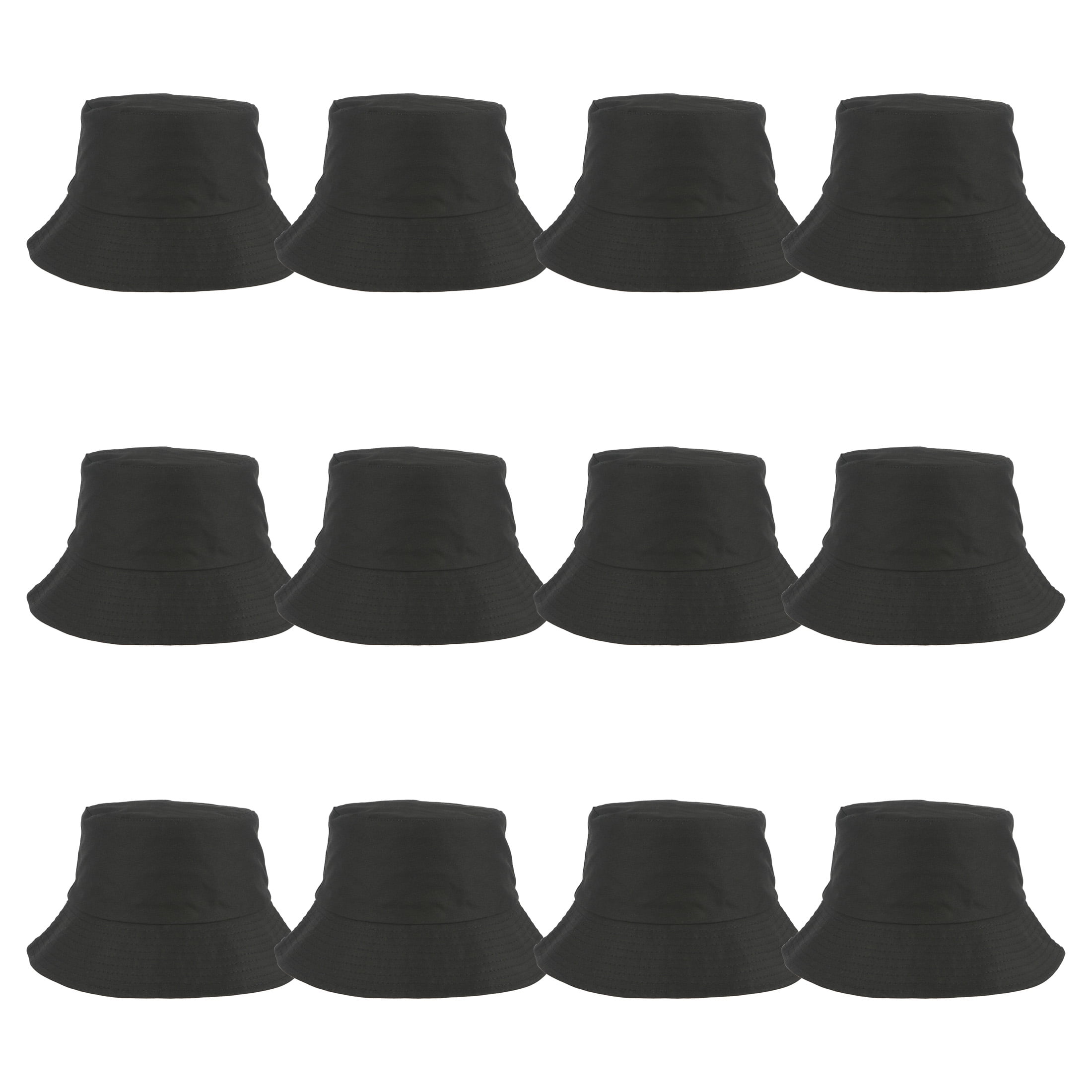 Black Bucket Hat by Make Market – Cotton-Poly Blend Blank for DIY Customization with Fabric Paints - Markers & Embellishments - One Size Fits Most Adults - 12 Pack