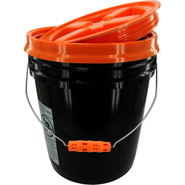 Black Bucket with Orange Over Sized Grip (5 Gallon with Lid)