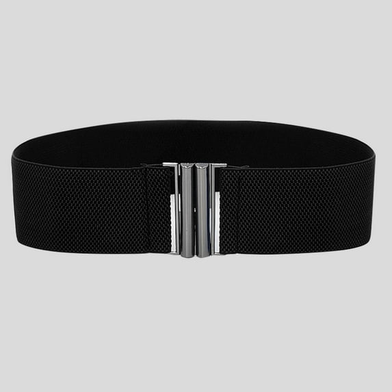 Black Buckle Stretch Dress Belt Lady Elastic Waist Wide Belts Women Fashion