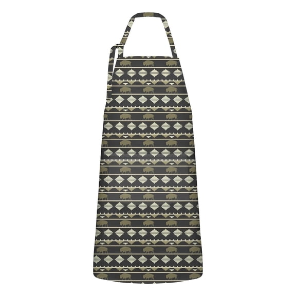 Black Buffalo Geometric Pattern Apron-Garden Aprons for Women with Pockets-Cotton Linen Waterproof Kitchen Cooking Gardening Aprons Adjustable for Kitchen,Cooking,BBQ and Salon 33x27 Inch