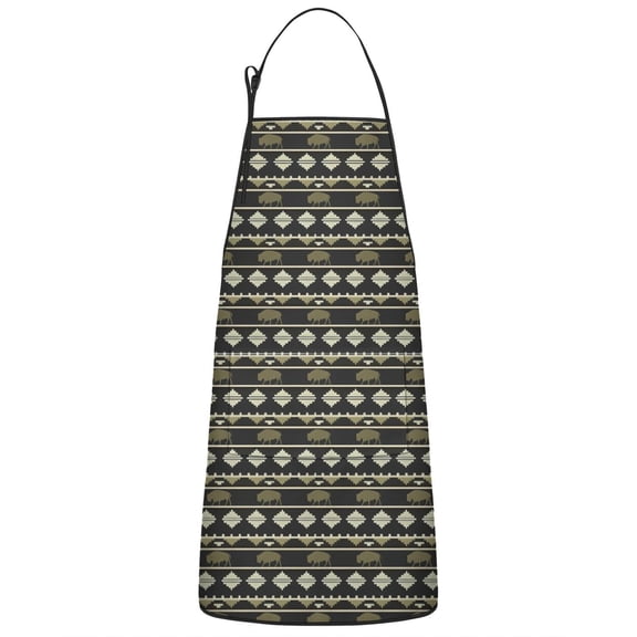 Black Buffalo Geometric Pattern Apron-Garden Aprons for Women with Pockets-Cotton Linen Waterproof Kitchen Cooking Gardening Aprons Adjustable for Kitchen,Cooking,BBQ and Salon 33x27 Inch