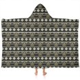 thumbnail image 1 of Black Buffalo Geometric Pattern Hooded Bath Towel，60"x35" for Ages 3 To 12 Kids, Quick Dry Lightweight Soft Microfiber Hood Beach Towel Cover Up for Kids, 1 of 7