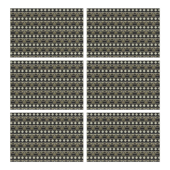 Black Buffalo Geometric Pattern Summer Placemats Table Placemats Set Of 6-Linen Kitchen Washable Placemats Table Mats 11.8"x17.7" Non-Slip Heat Resistant