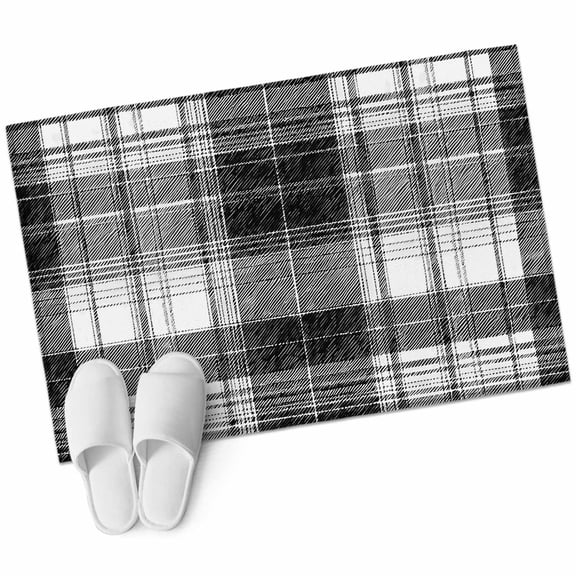 Black Buffalo Plaid Entryway Rug 2x3 Area Rug Washable Indoor Doormat Small Bathroom Rugs Non-Slip Low Pile Accent Throw Rugs Farmhouse Modern Checkered Floor Carpet for Kitchen Bedroom Entrance