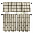 thumbnail image 1 of Black Buffalo Plaid Kitchen Curtains Valances and Tiers Set of 3 Farmhouse Vintage Linen Black Stripes Tier Curtains and Valance with Rod Pocket for Small Windows, 27.5"x36", 1 of 9