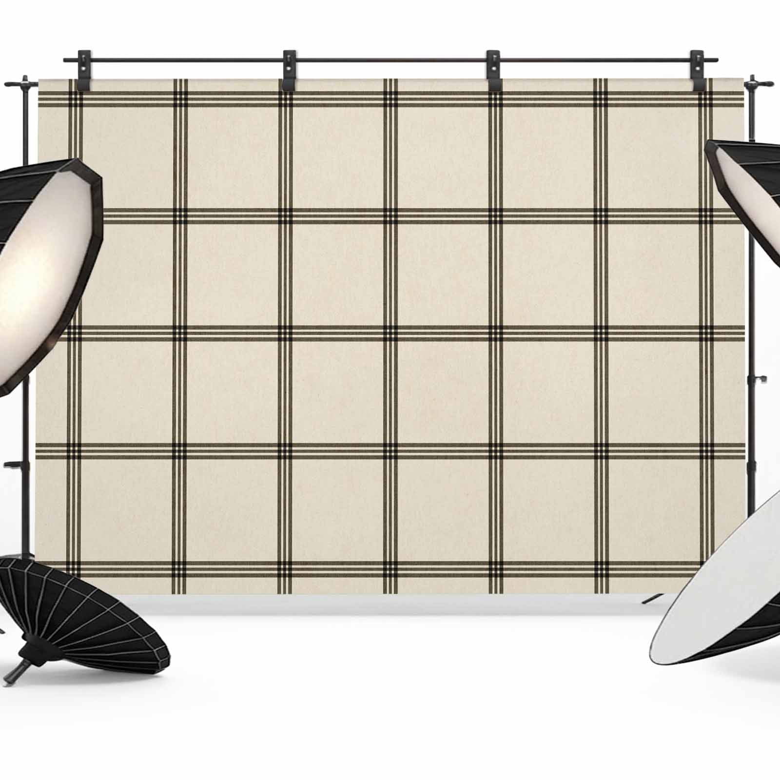 Linene Backdrop Black Buffalo Plaid Photography Backdrop 7x5FT, Farmhouse Vintage Linen ...