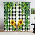 thumbnail image 1 of Black Buffalo Plaid Rod Pocket Blackout Curtains, Yellow Sunflower Flower Length Kitchen Window Curtains, Bathroom Curtains Sets 2 Panels Light Filtering for Cafe Living Room Bedroom-W42xL63in, 1 of 6