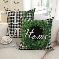 Black Buffalo Plaid Throw Pillow Covers 18x18 Set of 2,Farmhouse Linen Pillow Cases for Bedroom Sofa Couch