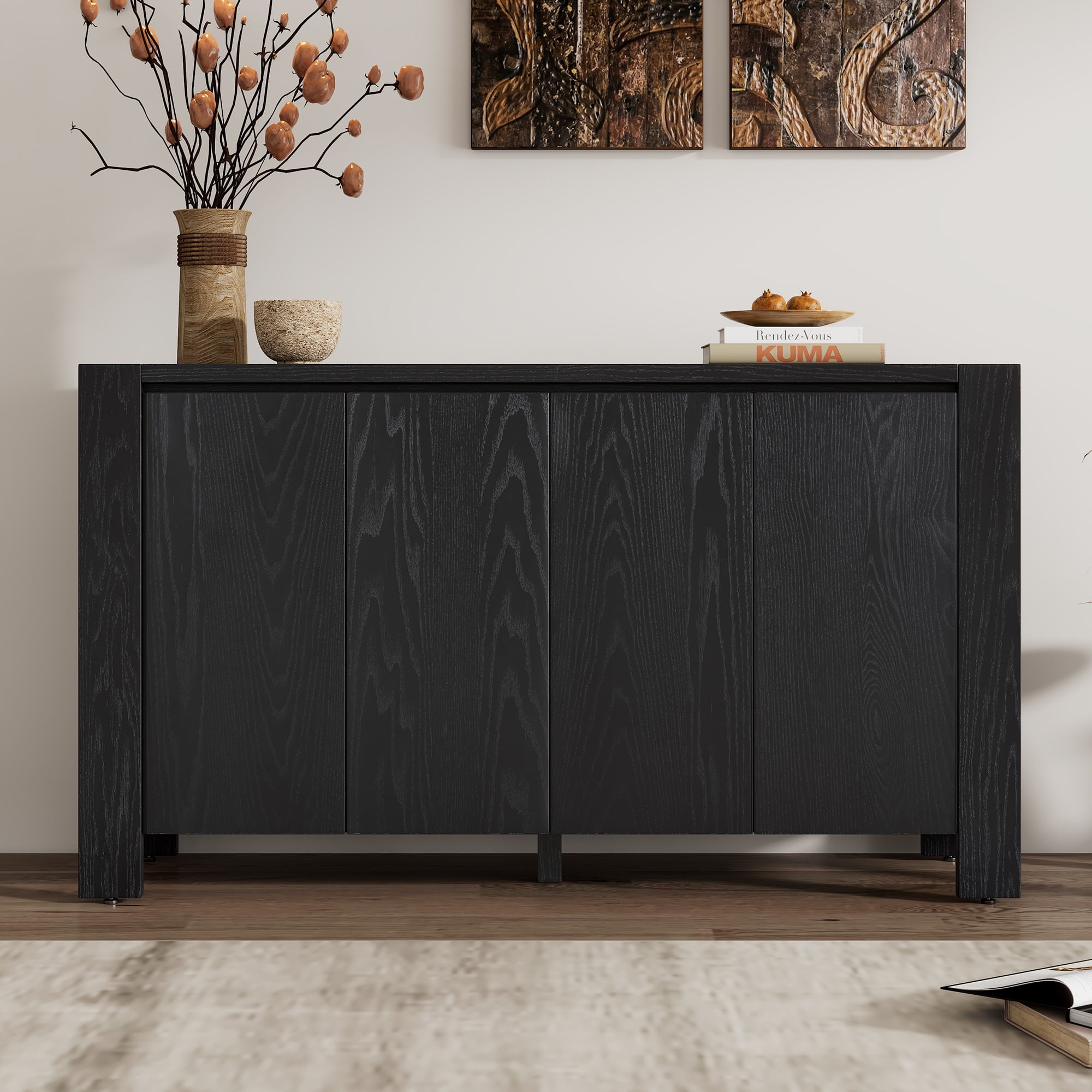 "Atumon 4Door Buffet Black, Adjustable Shelves, Heavy Duty — free download