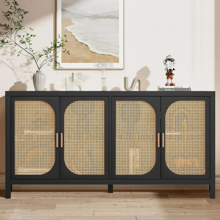 Black and rattan buffet discount