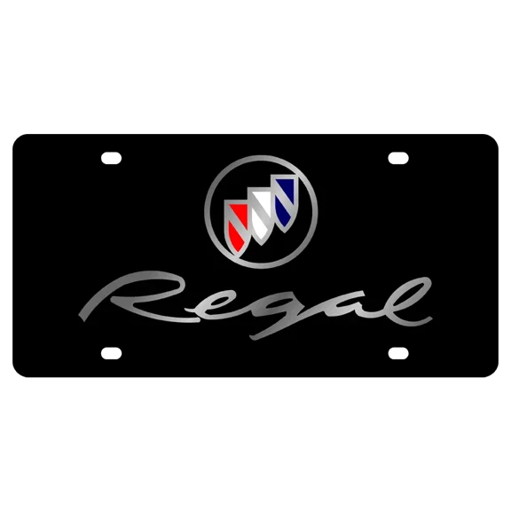 Black Buick Regal Lazer Tag Etched Logo Premium Acrylic License Plate Licensed