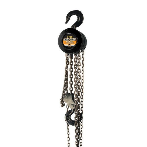 Black Bull 1 Ton Heavy Duty Metal Chain Hoist - Black, Silver