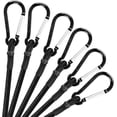 thumbnail image 1 of Black Bungee Cords with Hooks, 18 Inch, 1/3 Inch Thick Heavy Duty Carabiner Straps for Camping, Tarps, Bike Rack, Tent, Luggage Rack, Cargo, RV (6 Pack), 1 of 7