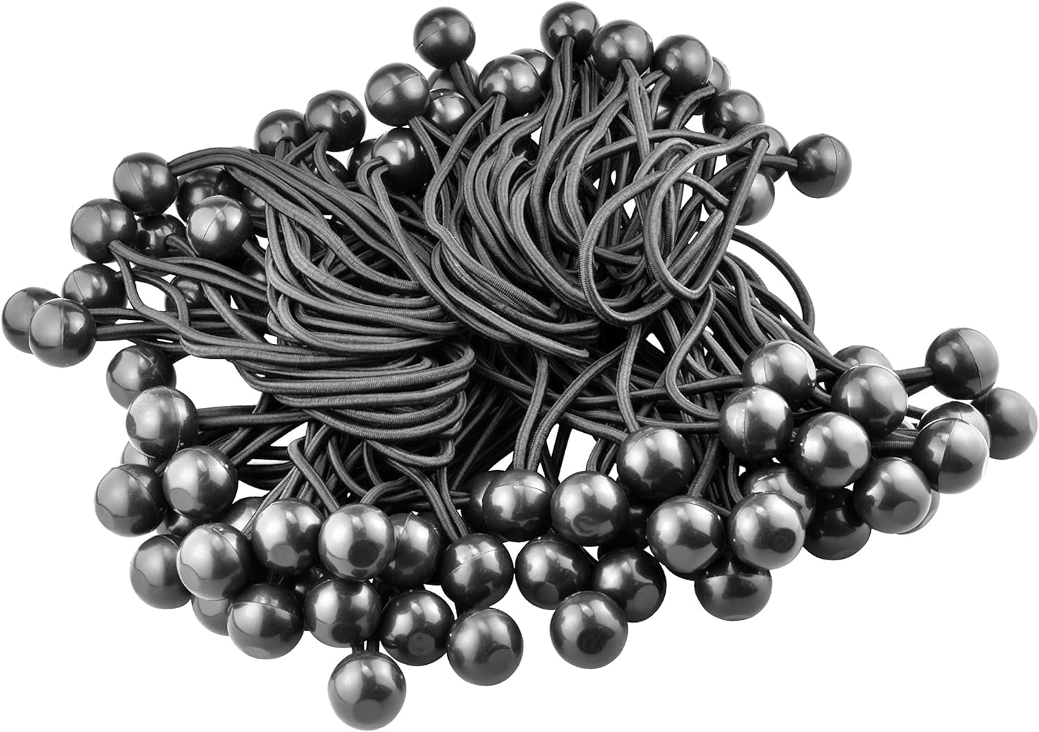 Black Bungee Stretch Cords With s, 100 Count, Strong And Flexible