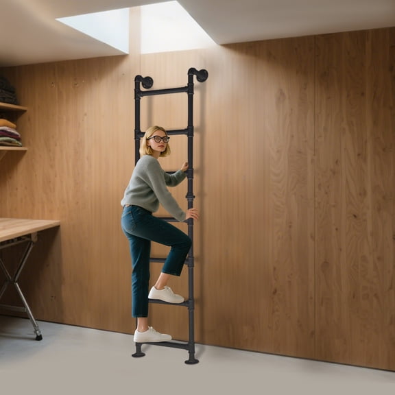 Black Bunk Bed Ladder, 7-Step Ladder, High Loft Attic Step Ladders, Load Capacity(Max.): 200kg/440.92lbs