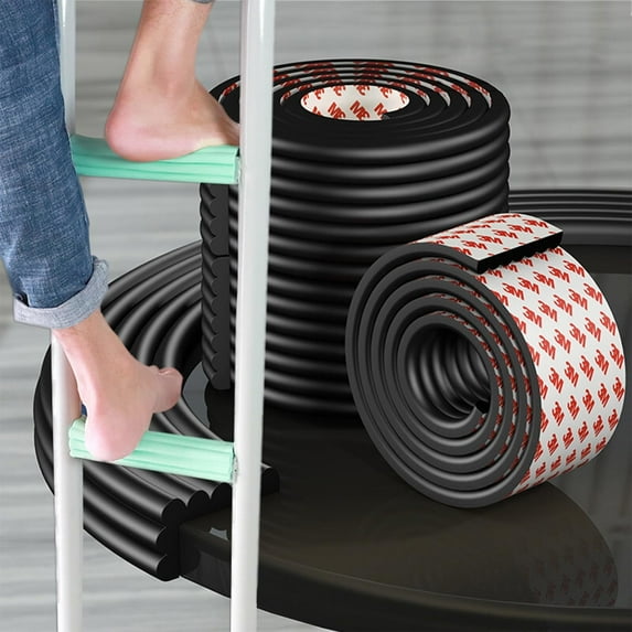 Black Bunk Bed Ladder Pads -2 Rolls Foam Sponge Soft Corner Protectors with Strong Adhesive Bunk,Baby Proofing Edge Protector Bed Ladder Cover for Stair Steps Foot Comfort 6.6 ft (2M)
