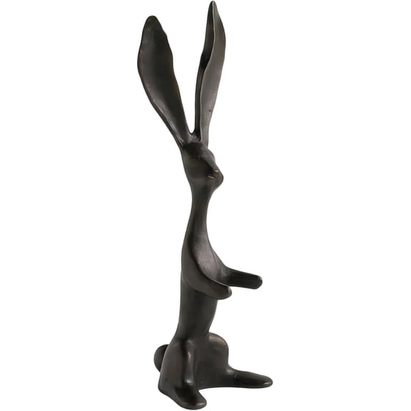 Black Bunny Sculpture - 3D Printed Modern Rabbit Statue, 9.44 Inch Decorative Figurine for Easter, Home, Office, Living Room, Bedroom, Bathroom, Bookshelf & Desktop Display-dh