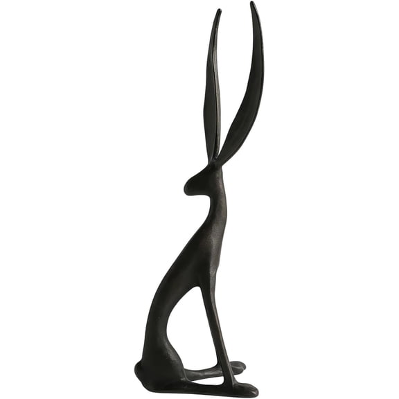Black Bunny Sculpture, 3D Printed Modern Rabbit Statue, 9.84 Inch Decorative Rabbits Figurine for Easter Home Office Living Room Bedroom Bathroom Bookshelf Desktop Display (Style-D) P