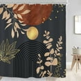 thumbnail image 1 of Black Burgundy Boho Mid Century Shower Curtain for Bathroom Decor 72Wx72H Modern Abstract Gold Leaves Minimalist Geometric Arch Art Printed Fabric Polyester Waterproof 12 Pack Plastic Hooks, 1 of 6