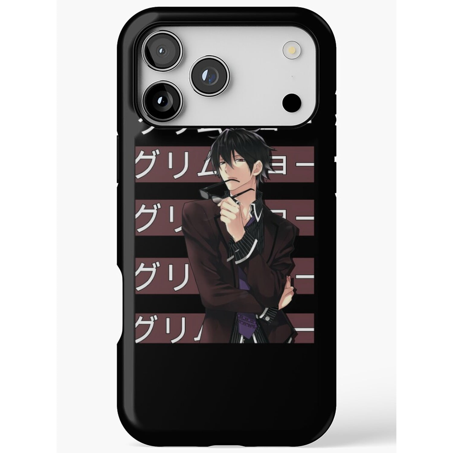 Black, Burgundy and White Anime-Style Man Tough iPhone Case ...
