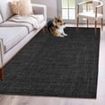 thumbnail image 1 of Black Burlap Texture Area Rug 4x6 FT, Non Slip Kids Room Carpet, Farmhouse Vintage Black Washable Soft Floor Carpet Non-Shedding Throw Rug for Dorm Kitchen Study Room Home Office Bedside, 1 of 9