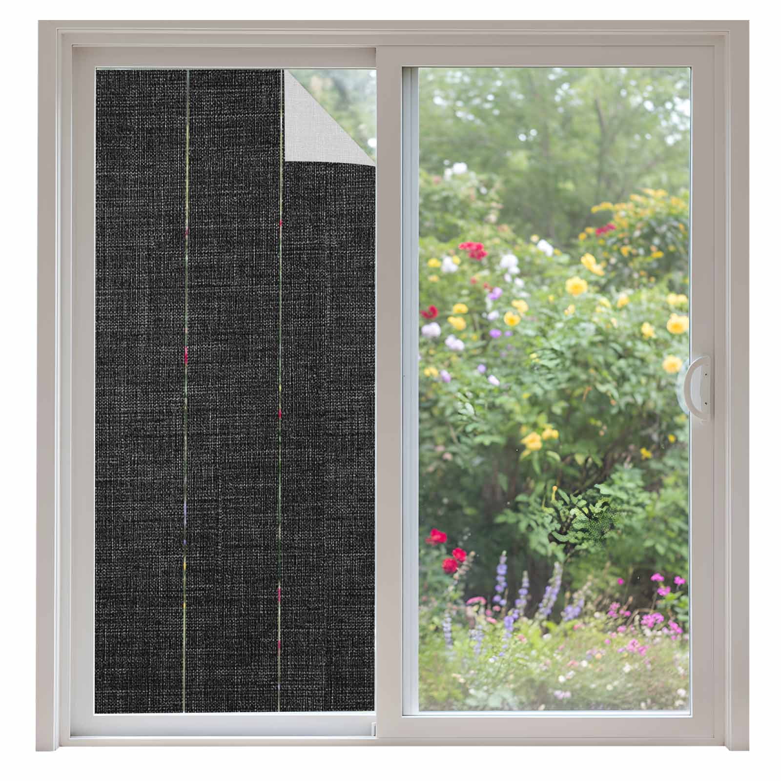 Black Burlap Texture Privacy Window Film, Decorative Frosted Glass ...