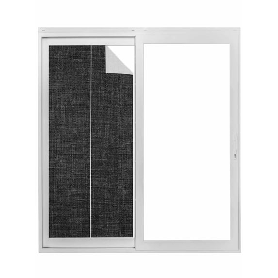 Black Burlap Texture Window Privacy Film, Farmhouse Vintage Black Static Cling UV Sun Blocking Tint Film Heat Control Windows Films for Bedroom Bathroom, Window Stickers 17.7"x39.3"