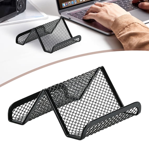 Black Business Card Holder Desk,Wire Mesh Business Card Holder Display,Desktop Business Card Stand,Metal Business Card Display Holder for real estate,Office,Tradeshow,Bar,3.74Inch