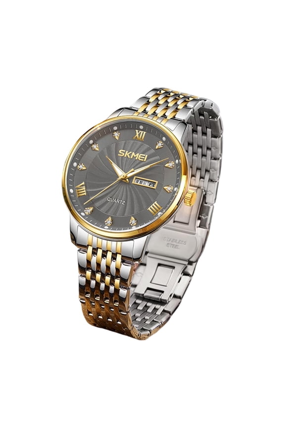 Black Business Chronograph Watch For Men Stainless Steel Band Date Display Waterproof Quartz Wristwatch Fashion Dress Watch Office Casual