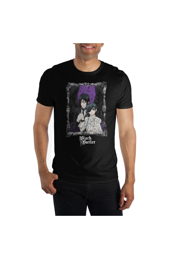 Black Butler Anime Mens Short Sleeve Black Graphic Tee-4XL
