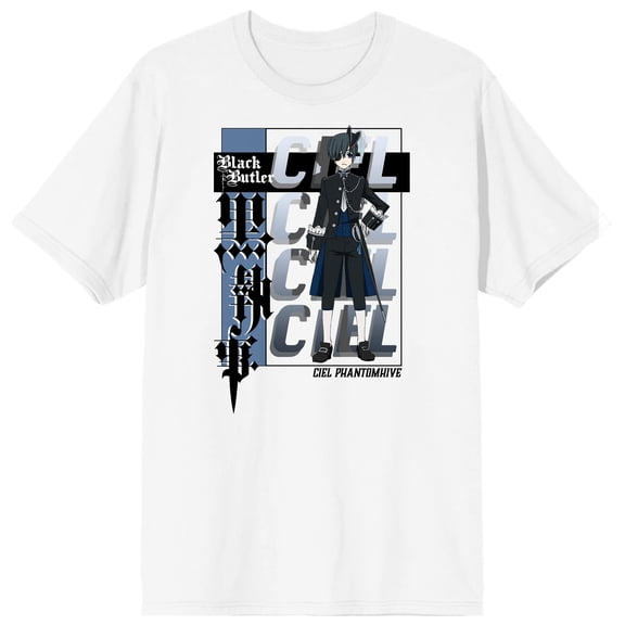 Black Butler Ciel Men's White Short Sleeve Tee-XL