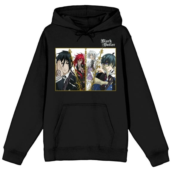 Black Butler Key Art Long Sleeve Adult Black Hooded Sweatshirt-XL