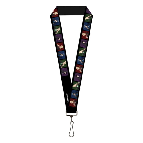 Black Butler Lanyard, Black Butler House Head Pose Blocks Black Multi Color, Elastic