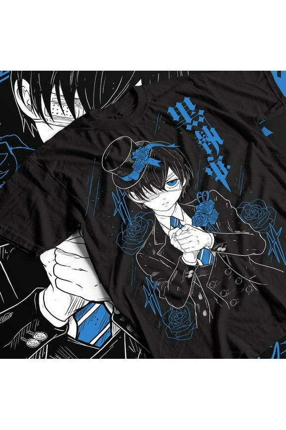 Black Butler T-shirt Sebastian Ciel Toboso Yana Kawai Anime Tee Shirt All Size