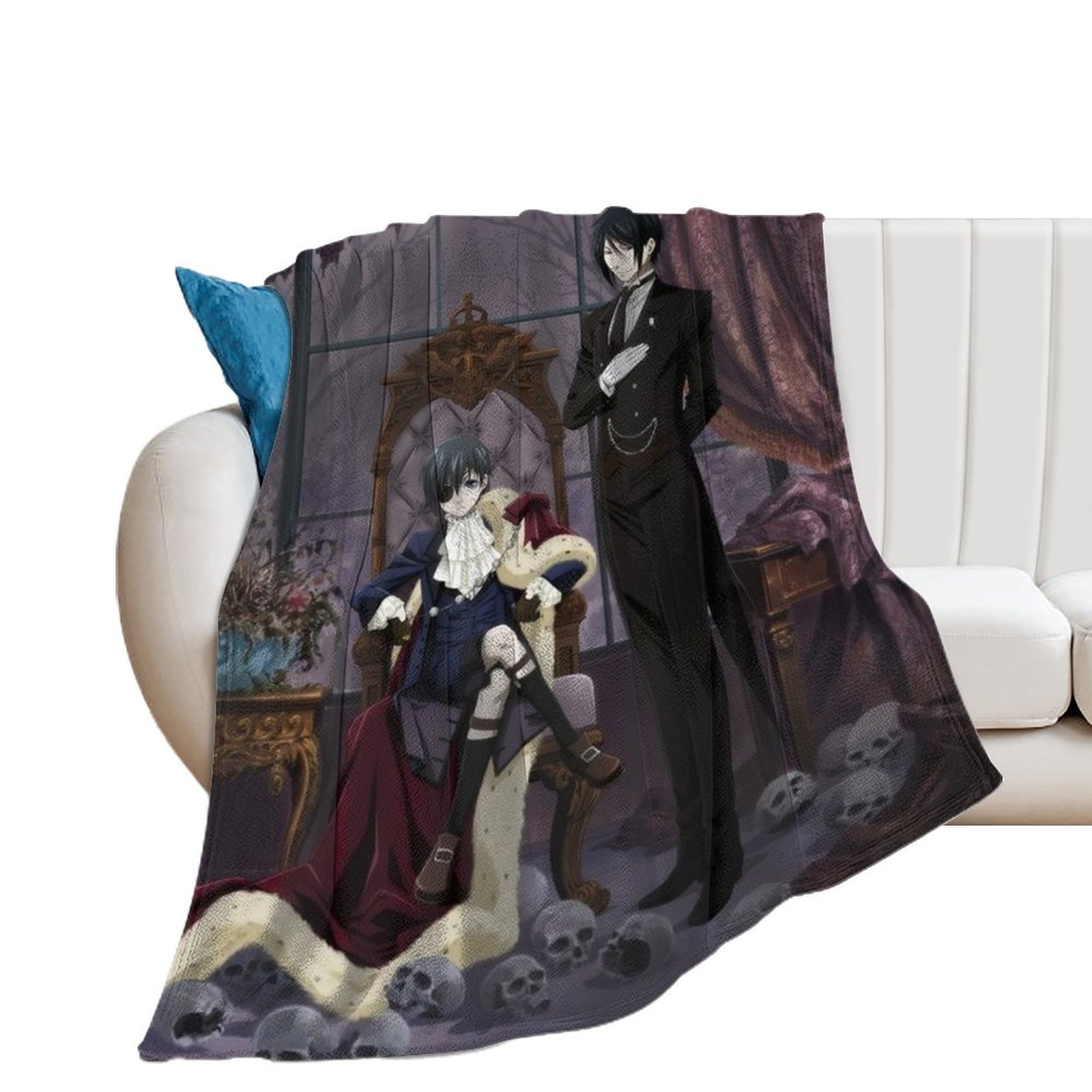 Black Butler Throw Blanket Flannel Anime for Girls Boys Men Women